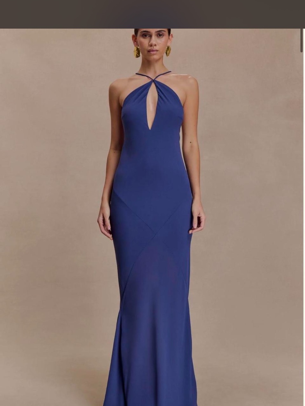 Meshki Midnight Blue Halter Dress NWT